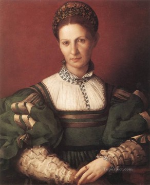  Agnolo Oil Painting - Portrait Of A Lady In Green Florence Agnolo Bronzino